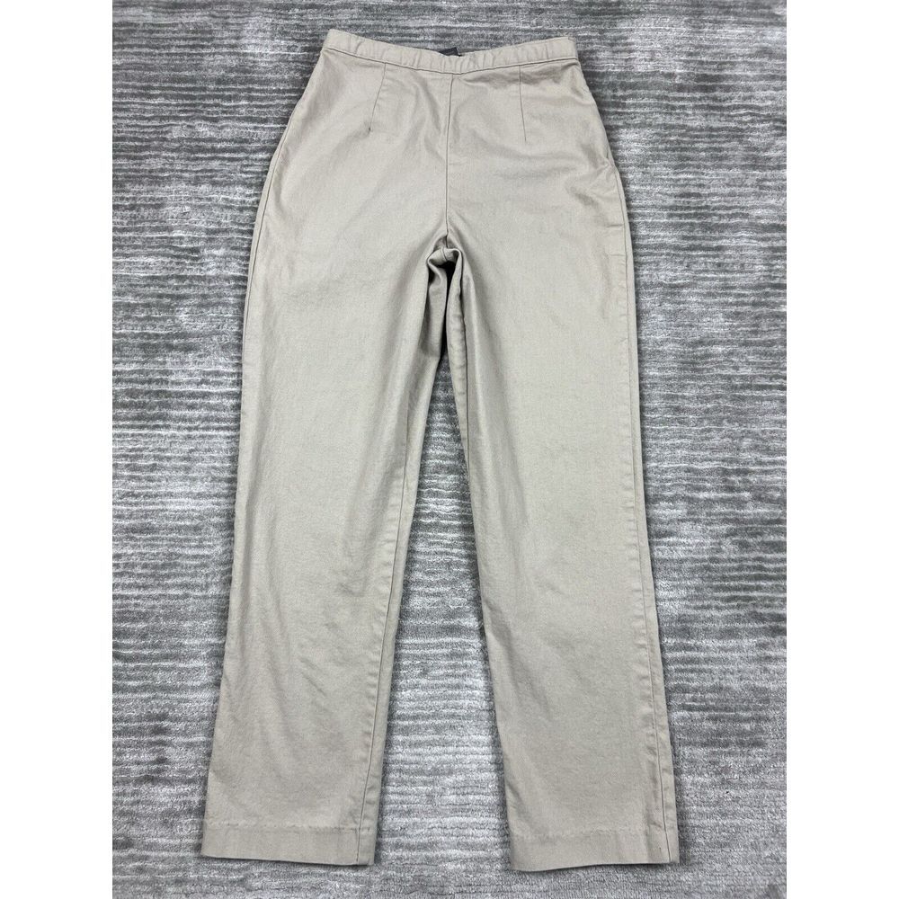 Van Heusen Pants Womens 6 Short Beige Side Zip Trousers Made in USA